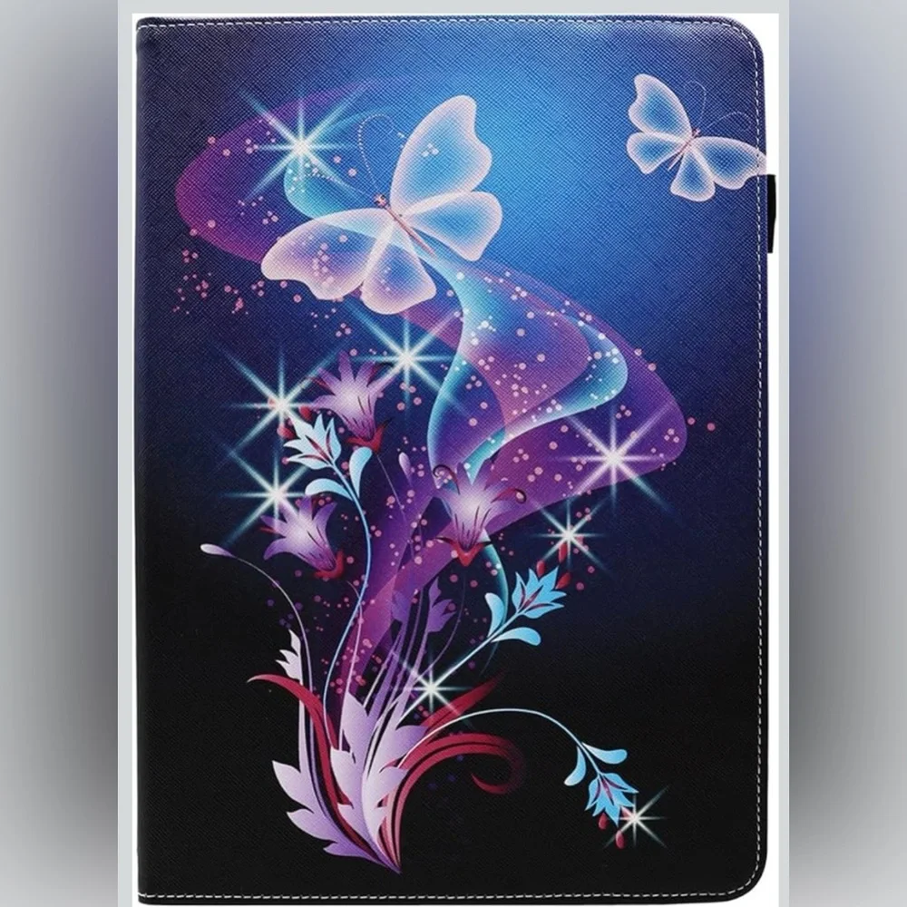 Floral Butterfly Tablet Case - Black and Purple